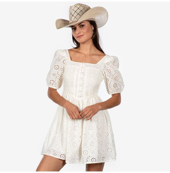 Rock & Roll Denim White Eyelet Dress | Rod's Western Palace/ Country Grace