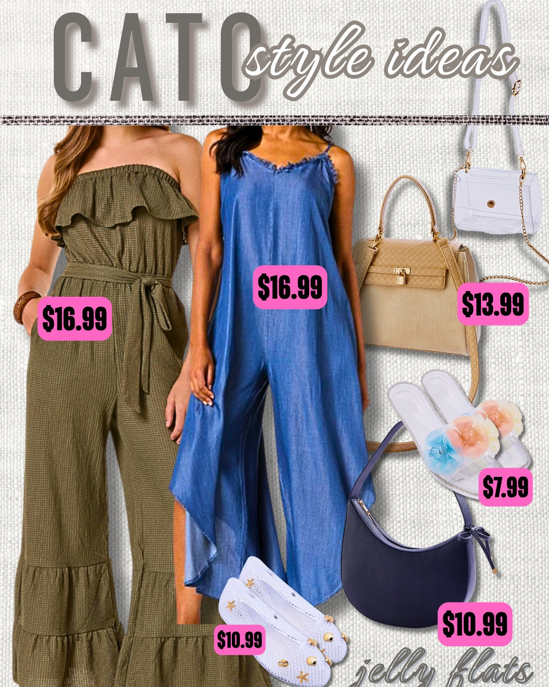 Cato Outfit Ideas & Clearance Finds!

green jumpsuit, ruffle jumpsuit, waist tie, chambray, jumpsuit, tank, jelly, jelly flats, jelly shoes, charms, gold, raffia, sandals, heels, platforms, turquoise, hat, beads, shells, crossbody, clear, flowers. floral, denim dress #boho #bohemian #outfit #ideas #ootd  boho, boho outfit, boho outfit ideas, boho flare, boho look, boho fashion, boho clothing, boho style, boho outfit inspo, boho inspo, boho inspiration, boho outfit inspiration, boho chic, boho style look, boho style outfit, bohemian, whimsical outfit, whimsical look, boho fashion ideas, boho dress, boho clothing, boho clothing ideas, boho fashion and style, hippie style, hippie fashion, hippie look, fringe, pom pom, pom poms, tassels, california, california style, summer boho, edgy boho  

 #LTKSaleAlert