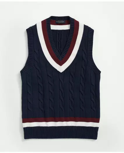 Vintage-Inspired Tennis V-Neck Vest in Supima® Cotton | Brooks Brothers
