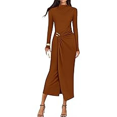 ZESICA Women's 2025 Fall Long Sleeve Bodycon Dress Mock Neck Wedding Guest Cocktail Party Long Mi... | Amazon (US)