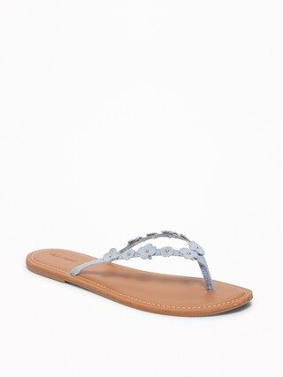 Chambray Flower-Applique Capri Sandals for Women | Old Navy US
