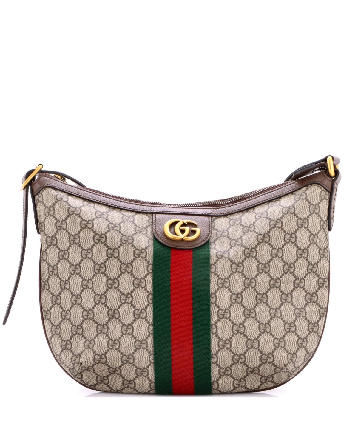 Pre-Owned Gucci Small Ophidia Half Moon Hobo Gg Coated Canvas - Brown | Macy's
