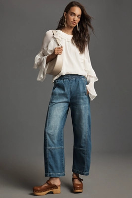 The Izzie Relaxed Pull-On Barrel Jeans by Pilcro | Anthropologie (US)