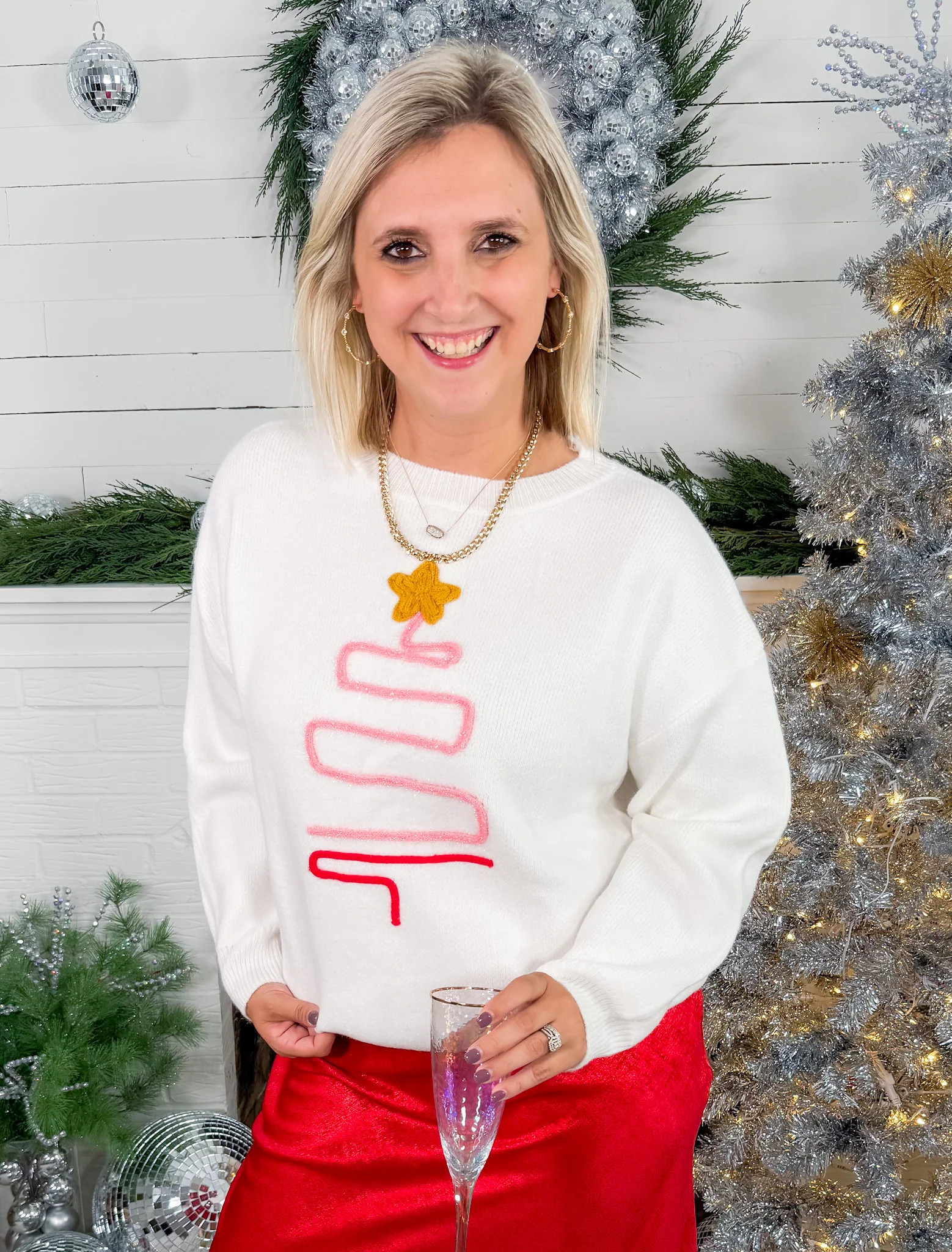 Ivory Squiggle Christmas Tree Sweater | Clover and Bee | Clover + Bee
