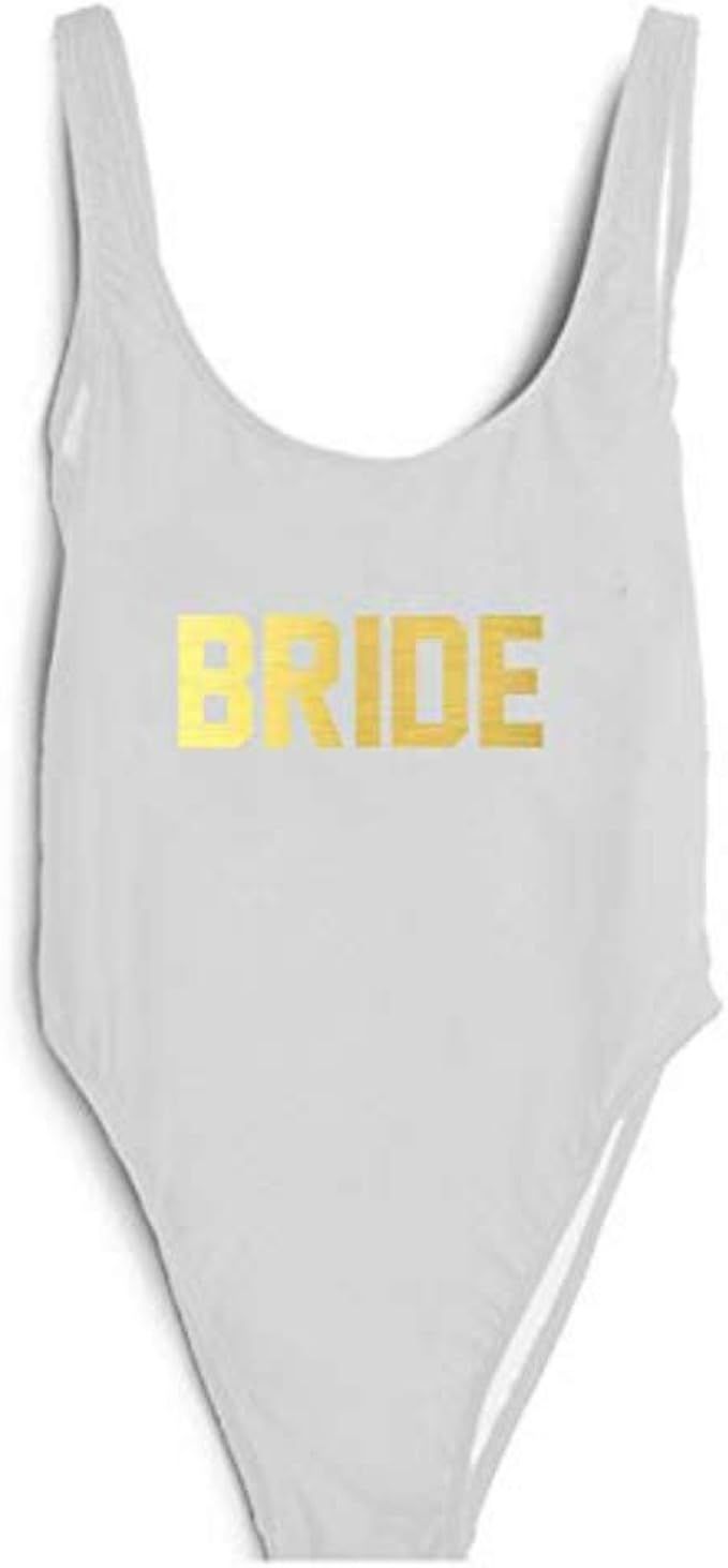 Team Bride Letter Print Diamond Pattern One Piece Swimsuit Women Swimwear Sexy Wedding Bachelor P... | Amazon (US)