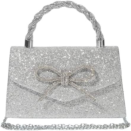 Women Evening Bag Sparkly Bow Clutch Purses Wedding Glitter Rhinestone Clutch Bags Dressy Handbag... | Amazon (US)