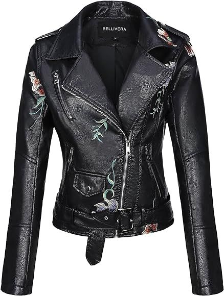 Womens Faux Leather Short Jacket, Moto Coat for Spring Autumn and Winter | Amazon (CA)