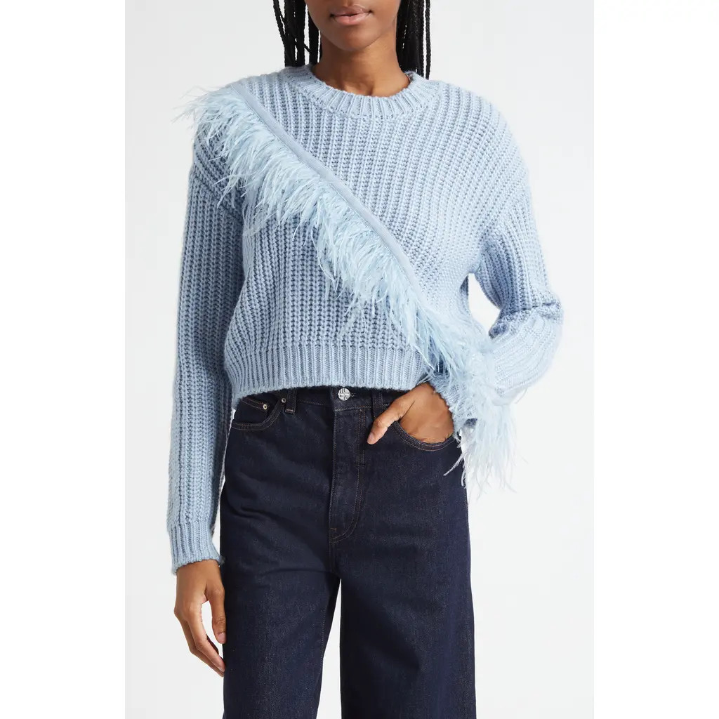 Cinq à Sept Kaelie Feather Sweater in Misty Blue at Nordstrom Rack, Size X-Small | Nordstrom Rack