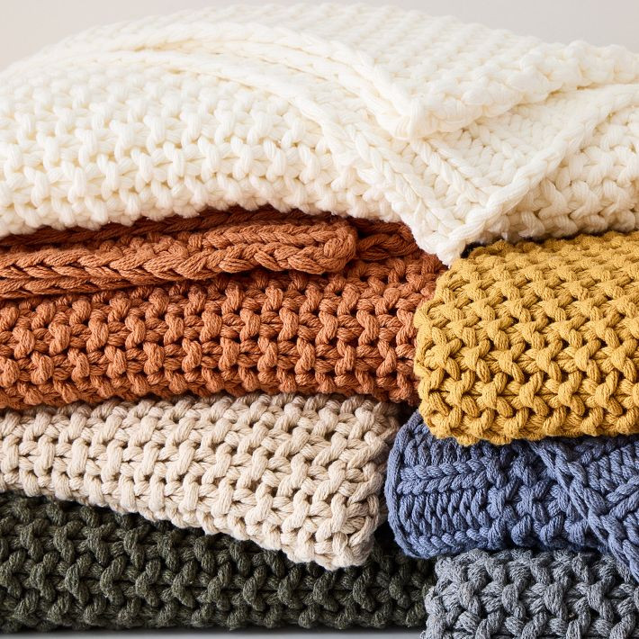Chunky Cotton Knit Throw | West Elm (US)