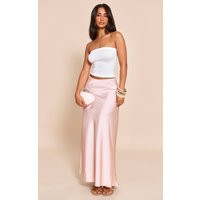 Petite Pink Satin Flowy Maxi Skirt | PrettyLittleThing US