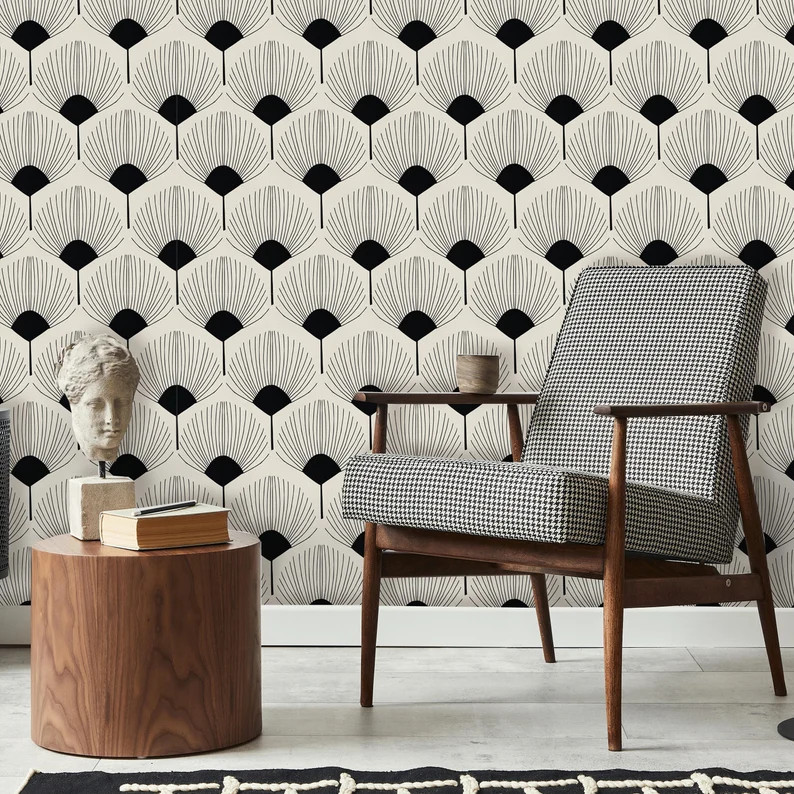 Retro Art Peel and Stick Wallpaper Removable Self Adhesive Light Beige Floral Pattern Boho Wallpa... | Etsy (US)