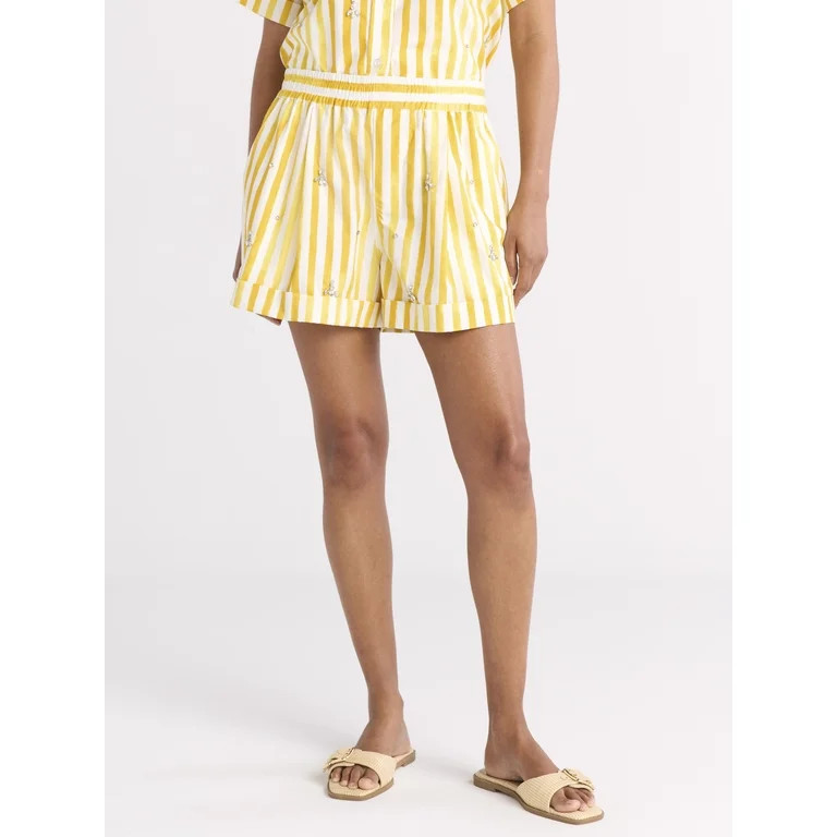 Free Assembly Women's Embellished Pull On Cotton Shorts, 3.5" Inseam, Sizes XS-XXL | Walmart (US)