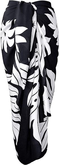 Island Chic Sarong For Women Black & White Swimsuit Cover Up Bikini Beach Skirt Wrap | Amazon (US)