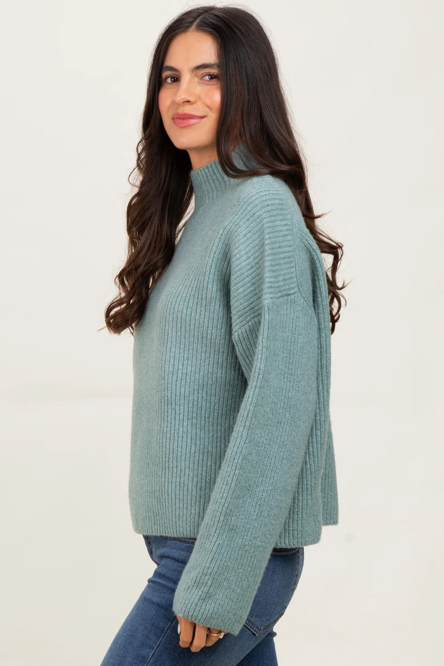 Sage High Neck Ribbed Knit Sweater | PinkBlush Maternity