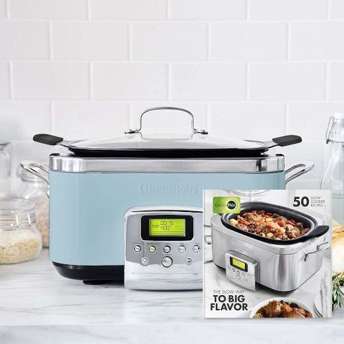 GreenPan Elite Slow Cooker in Blue Haze with Cookbook | Williams-Sonoma