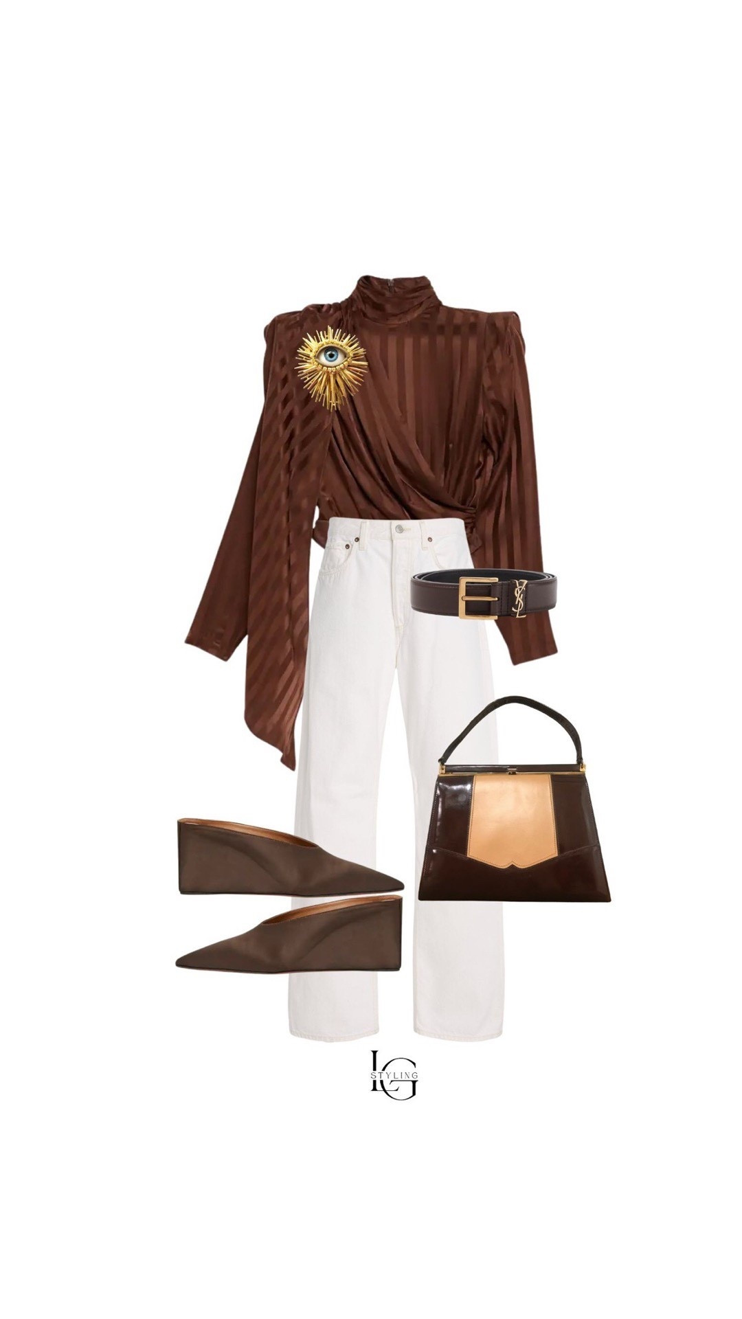 One of my favorite styling tricks is pairing deep, rich tones with crisp neutrals. This chocolate brown draped blouse instantly pops when styled with classic white denim.

I added a structured belt and vintage-inspired handbag to bring warmth and contrast to the look, while sculptural gold jewelry gives it a statement feel. Sleek brown wedges keep the outfit relaxed but polished.

This is an easy formula for spring days, weekend brunch, or casual client meetings when you want something effortless but elevated.

#LTKStyle #LTKSpringStyle #LTKCasualChic #WhiteDenim #BrownOutfit #NeutralStyle #WardrobeStylist #EffortlessStyle #LTKFinds #ClassicWardrobe

#LTKootd #LTKSeasonal