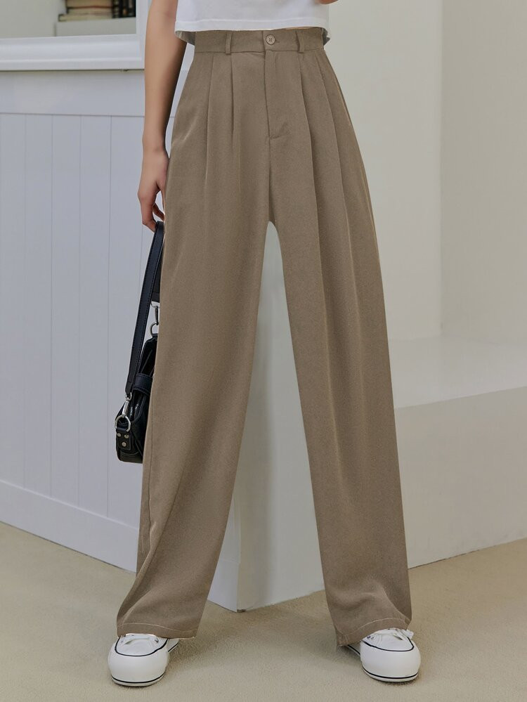 DAZY High Waist Plicated Detail Pants | SHEIN
