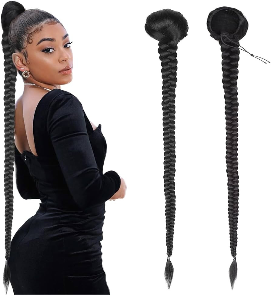 WIGER Long Braided Ponytail For Black Women 34 Inch Drawstring DIY Ponytails Yaki Straight Clip-I... | Amazon (US)