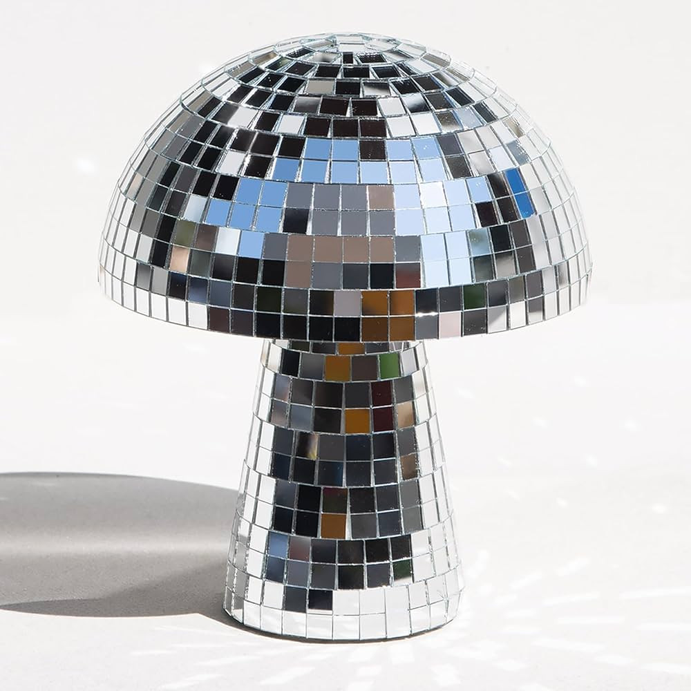 Mushroom Disco Ball, 7 Inch Silver Mirror Disco Ball Decor, Room and Home Art Decorations, Retro-... | Amazon (US)