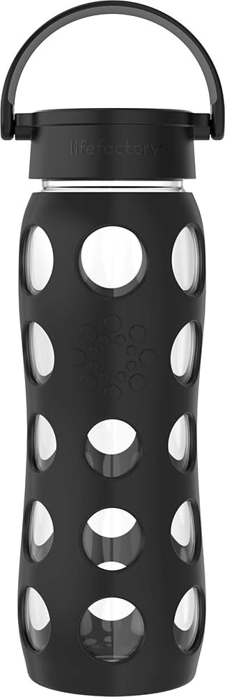 Lifefactory 22-Ounce BPA-Free Glass Water Bottle with Protective Silicone Sleeve, Classic Cap, On... | Amazon (US)