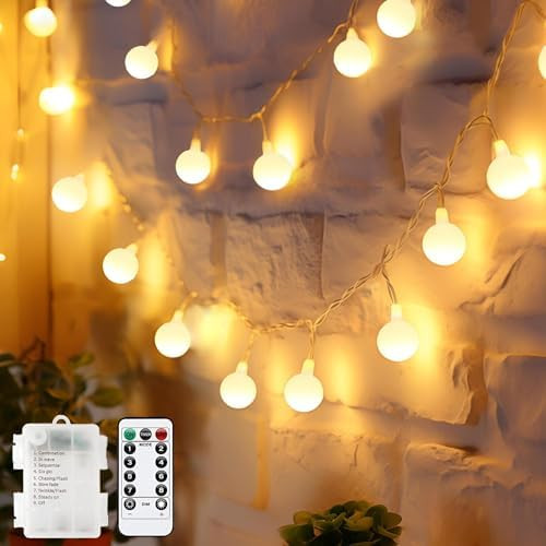 2 Pack 20FT 40 LED Globe String Lights Battery Operated, 8 Modes Battery Powered Outdoor Lights w... | Amazon (US)