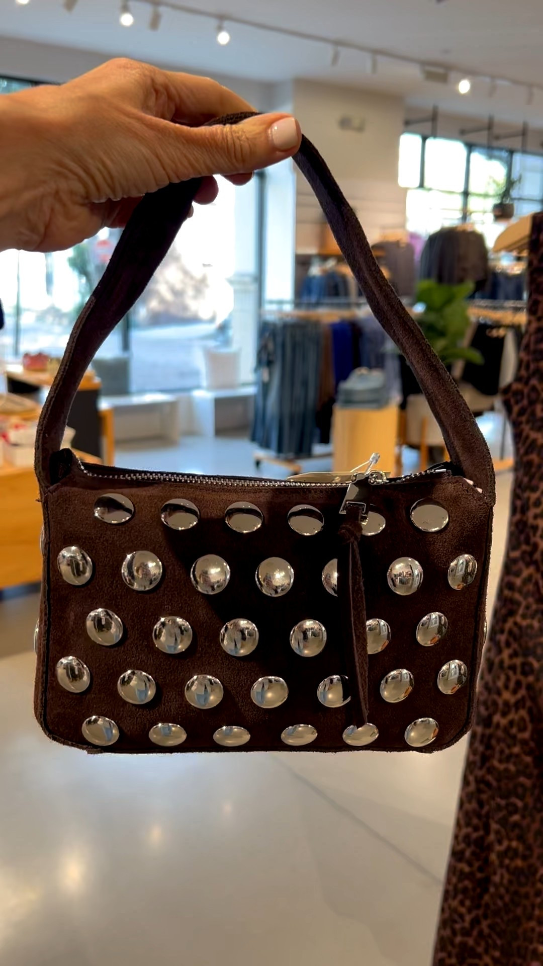 brown studded handbag 

#LTKSeasonal #LTKootd #LTKOver40