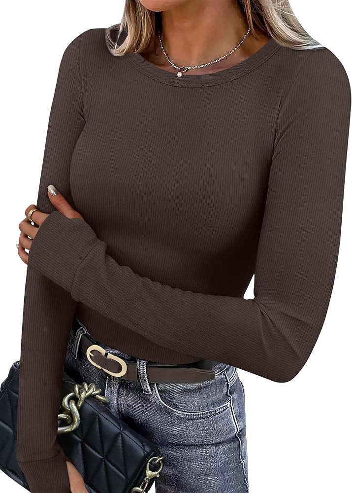 XIEERDUO Long Sleeve Thermal Shirt for Women Fleece Slim Fit Tops Crewneck Basic T-Shirts with Th... | Amazon (US)