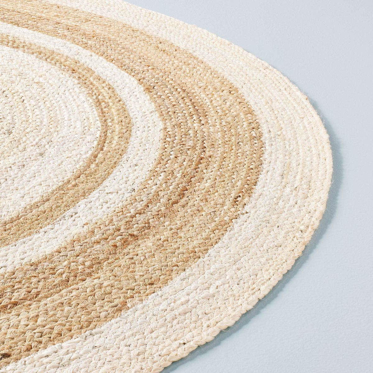 Color Block Braided Jute Area Rug Cream/Natural - Hearth & Hand™ with Magnolia | Target