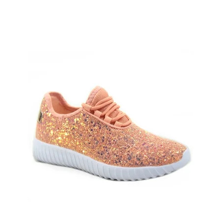Link - Remy-18k Youth Girl's fashion Flat Lace Up Light weight Glitter Sneaker Athletic Shoes - W... | Walmart (US)