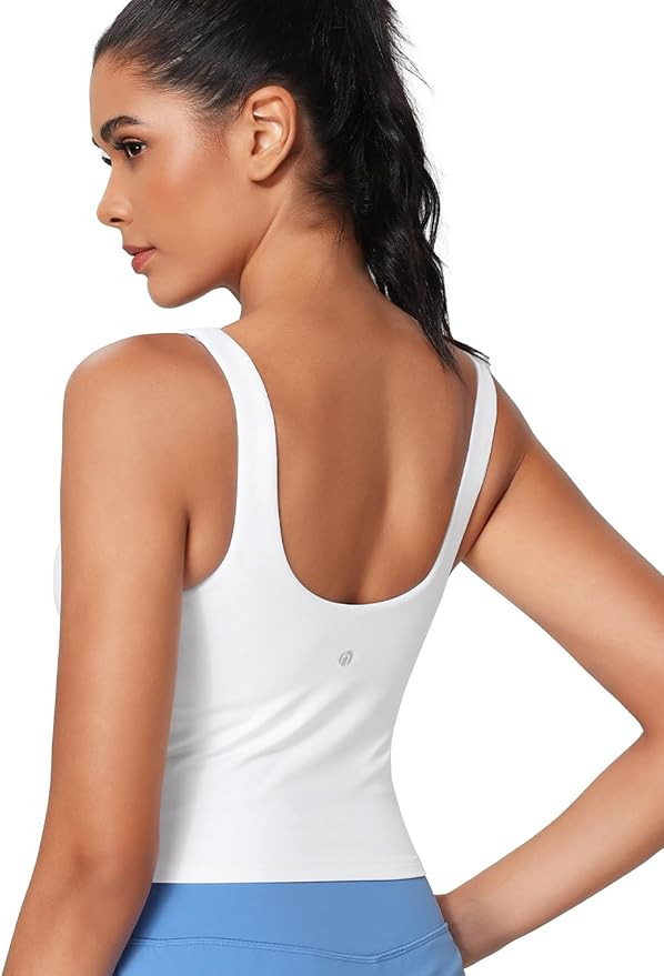 HeyNuts Zeal Bra Womens Scoop Neck Longline Sports Bras, U Back Workout Yoga Crop Tank Tops Padde... | Amazon (US)