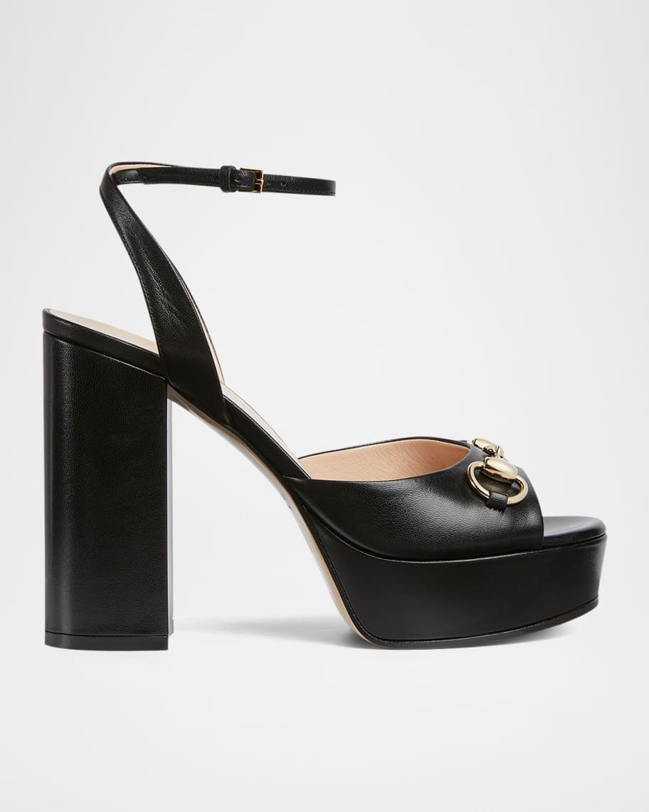 Gucci Leather Horsebit Platform Sandals | Neiman Marcus