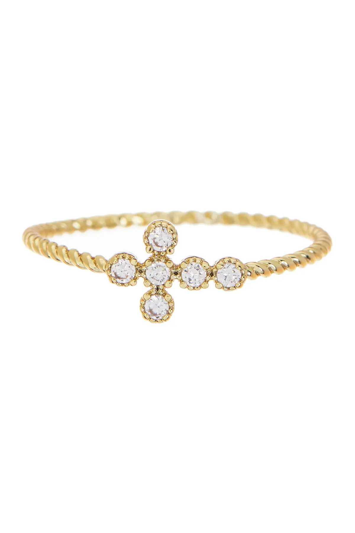 NORDSTROM RACK CZ Cross Pave Band in Clear- Gold at Nordstrom Rack, Size 6 | Nordstrom Rack