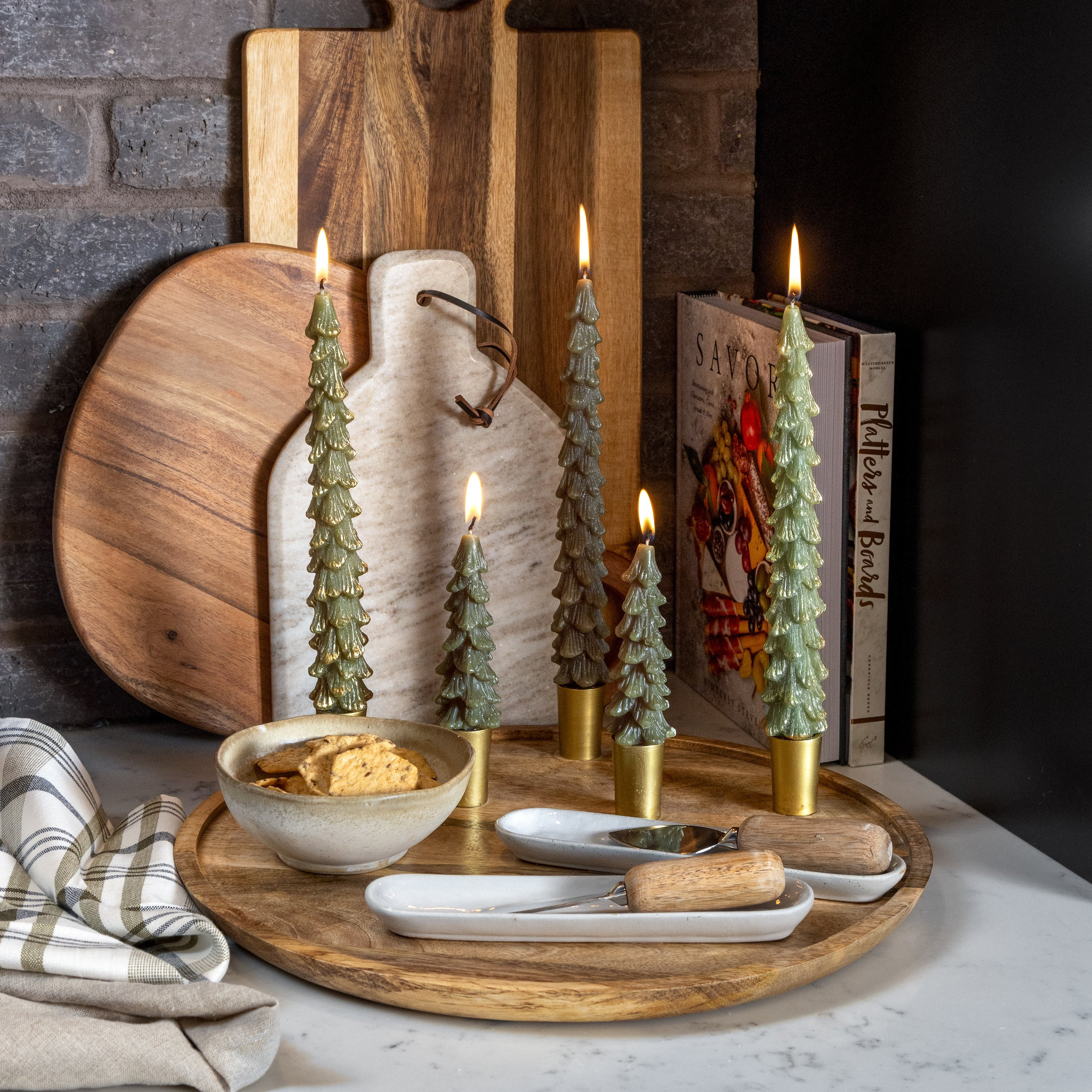 Charcuterie Tray with Candle Holders | Eco Chic Home
