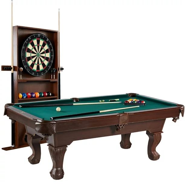 Barrington 90" Ball and Claw Leg Billiard, Pool Table with Cue Rack and Dartboard Set - Walmart.c... | Walmart (US)