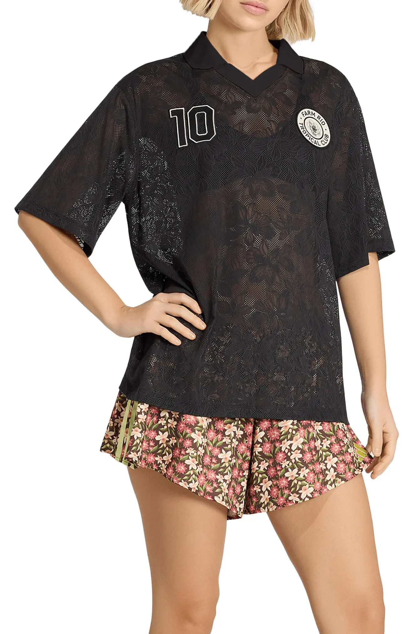 ADIDAS X FARM RIO x Farm Rio Lace Jersey (Women) | Nordstromrack | Nordstrom Rack