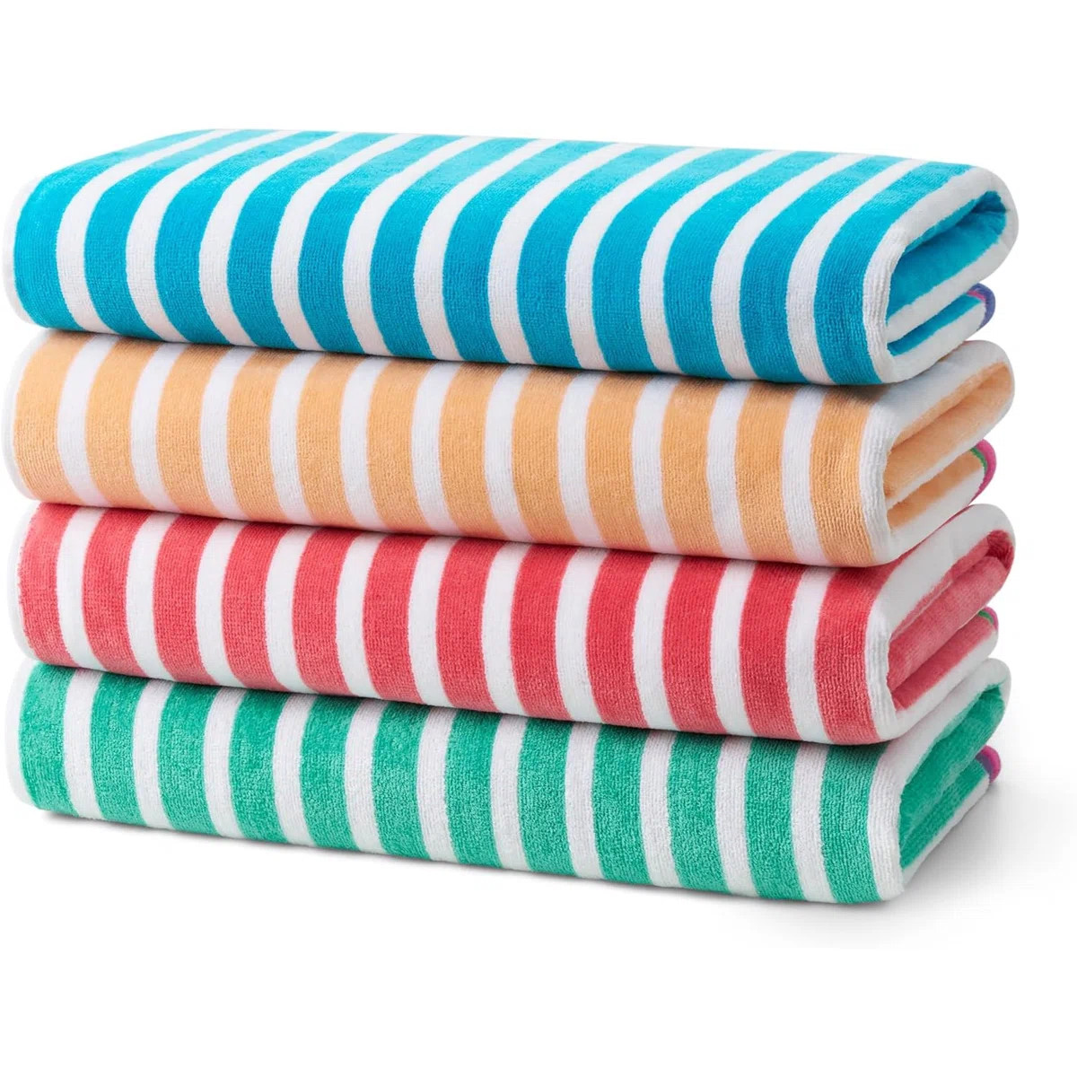 Lattimer Racing Cabana Stripe Velour Beach Towels, 100% Cotton, Pool Towels 32" x 62" (Set of 4) | Wayfair North America
