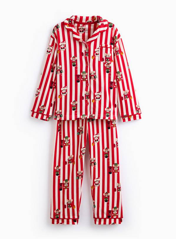 Red Striped Christmas Mouse Printed Jersey Pyjamas 1-2 years | Tu Clothing