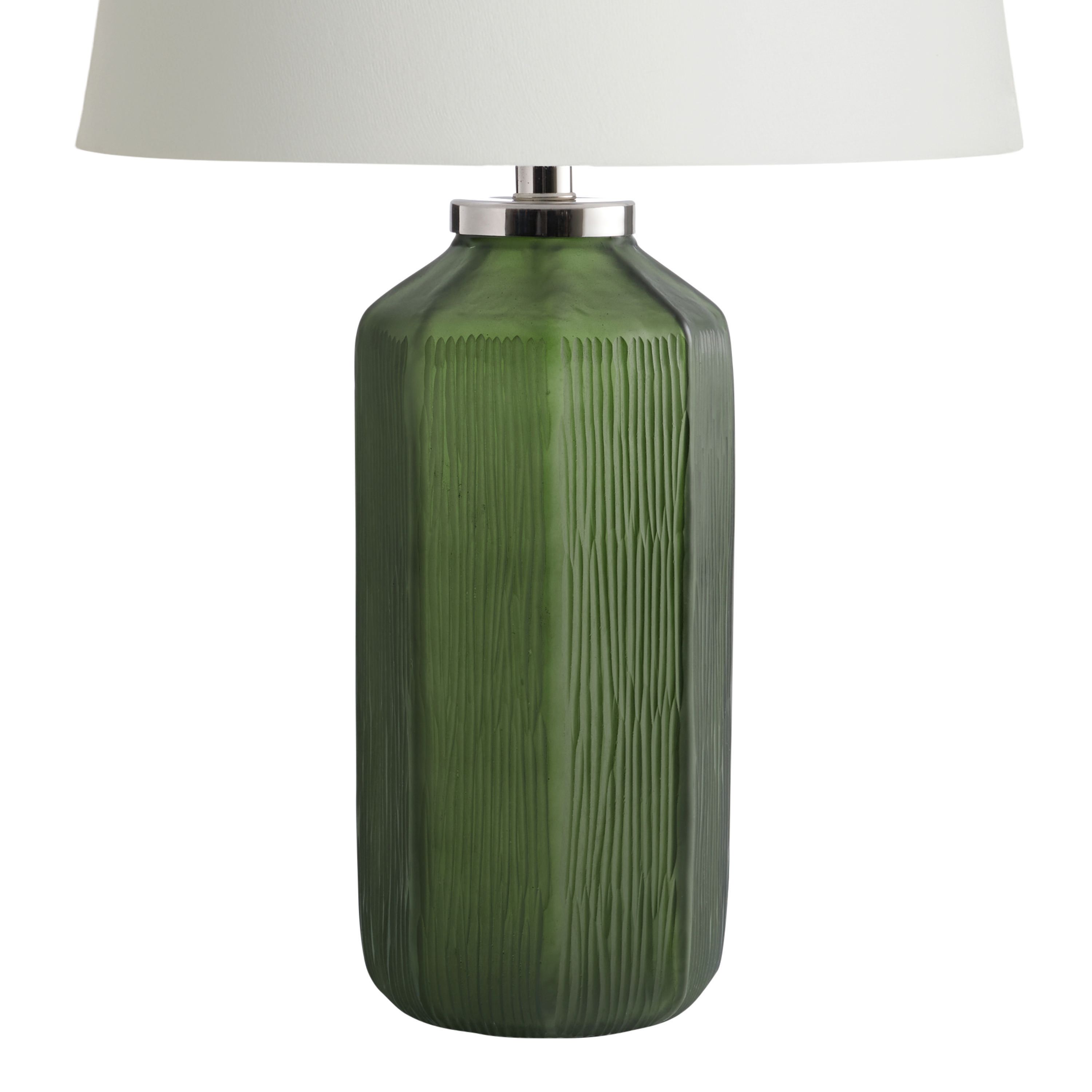 Olive Moss Green Carved Glass Table Lamp Base | World Market