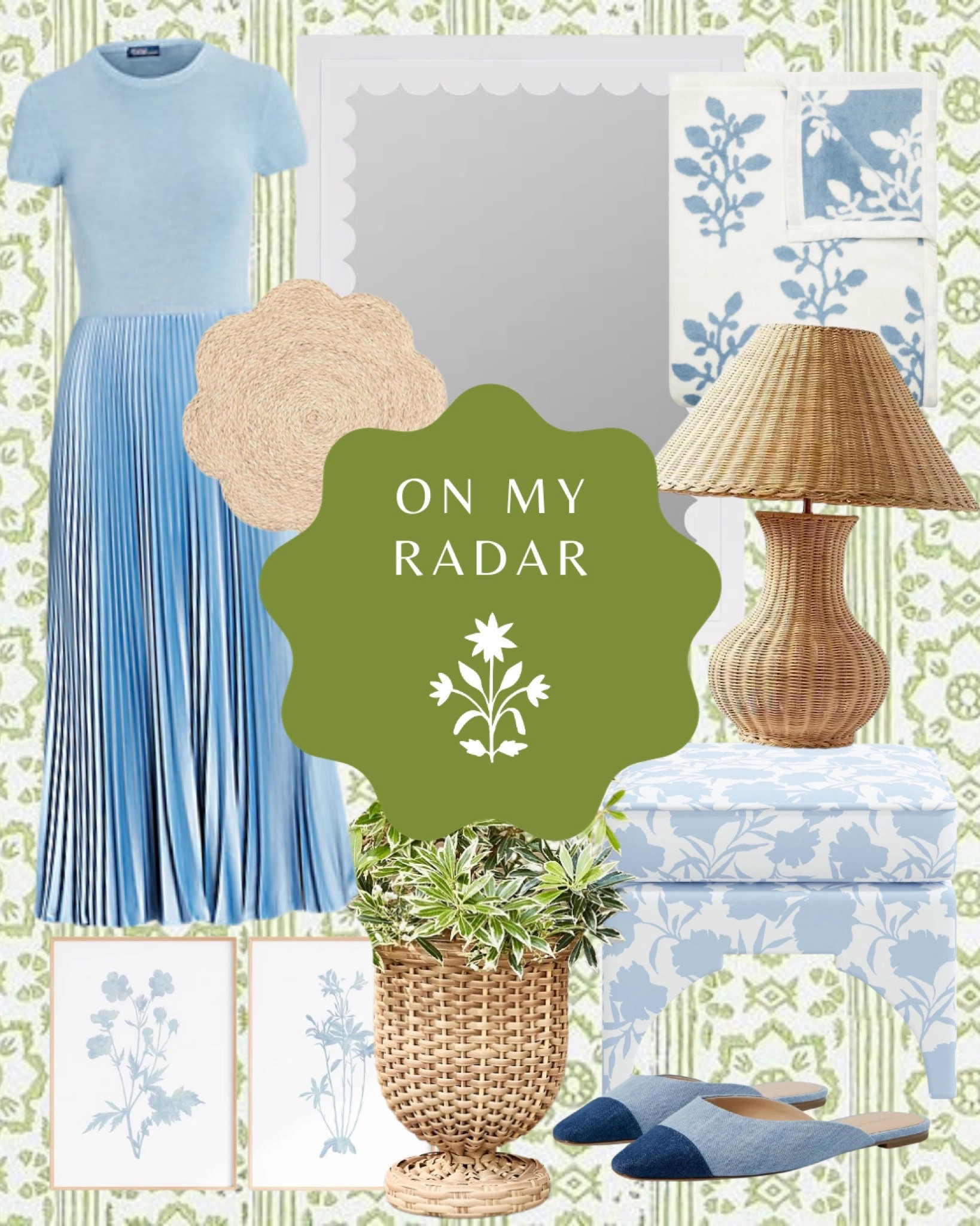 Scalloped mirror, blue and white home, woven lamp, block print, grandmillennial style, woven urn

#LTKshoecrush #LTKstyletip #LTKhome