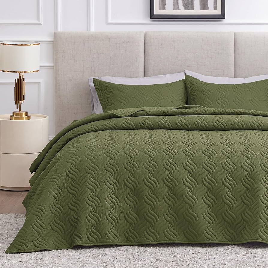 Love's cabin King Size Quilt Bedding Set Olive Green Bedspreads - Bed Summer Quilt Lightweight Mi... | Amazon (US)