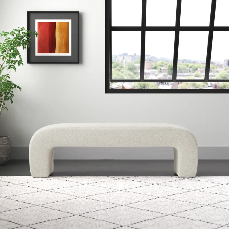Armelia 47''/60'' Boucle Upholstered Waterfall Bench | Wayfair North America