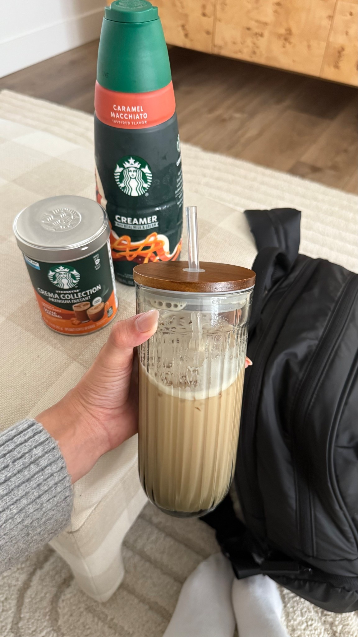 #ad @Starbucks Crema Collection with Caramel Macchiato Creamer is my go-to during school days. Grab it at @Target and thank me later! #targetpartner #StarbucksAtHome #CampusLife #target