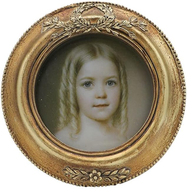 SYLVIA'S SHOP Small Vintage 3x3 Round Picture Frame, Mini Antique Ornate Circle Photo Frame, Tabl... | Amazon (US)