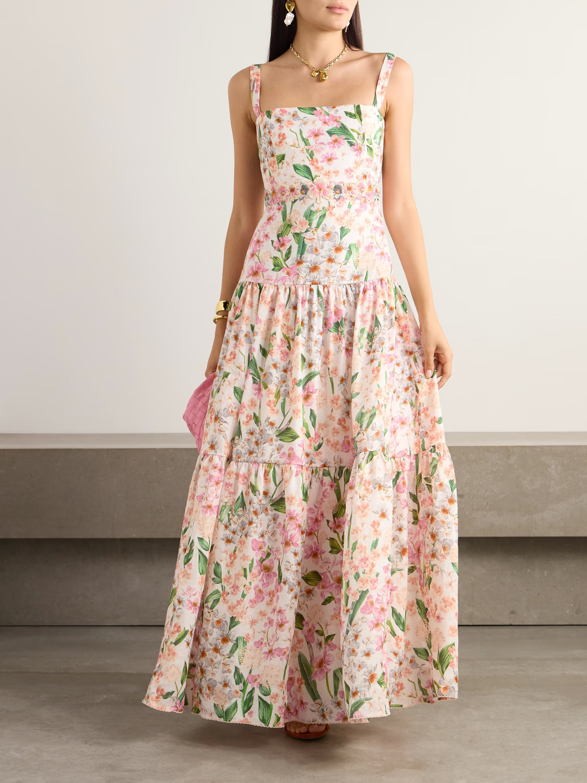 Lima Jardiniera tiered floral-print linen maxi dress | NET-A-PORTER (US)