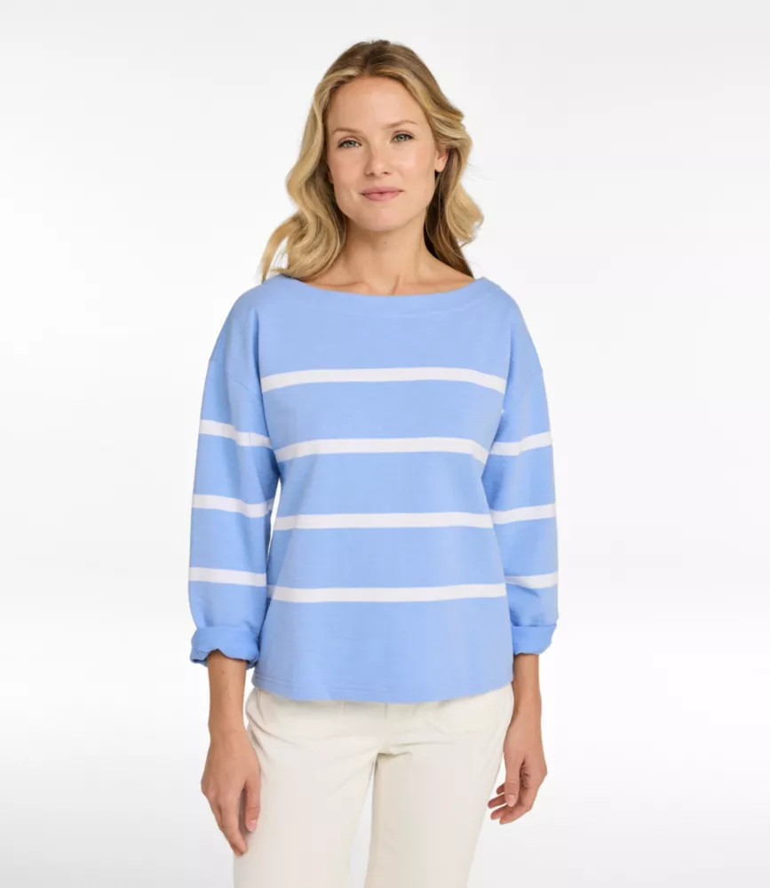 Women's Peaks Island Top, Relaxed Boatneck Long-Sleeve Stripe | L.L. Bean