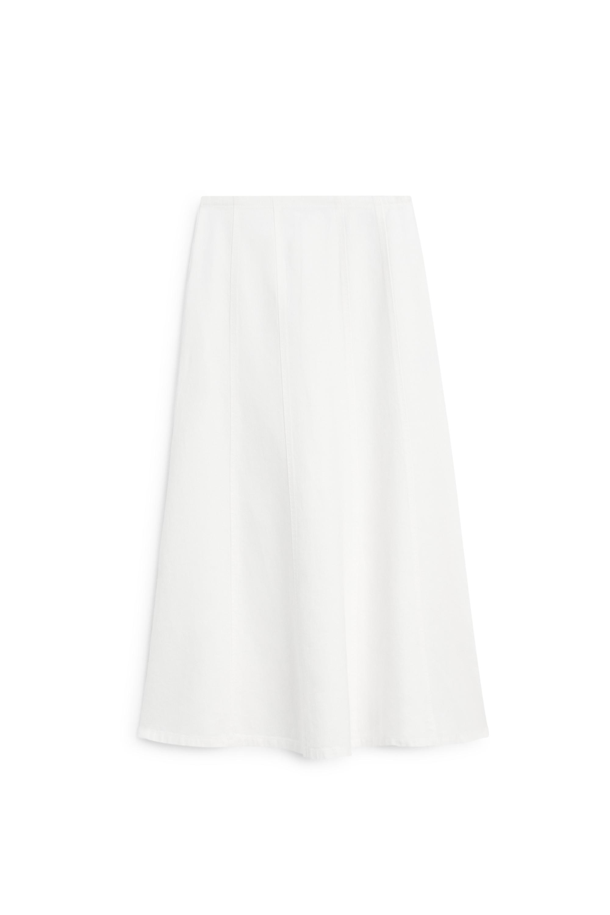 100% linen denim-effect midi skirt - Off white | Massimo Dutti UK