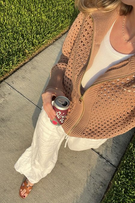 Evening walk with the best mocktail. Love this varley zip cardigan and these not see through linen pants. 

#LTKtravel #LTKSeasonal