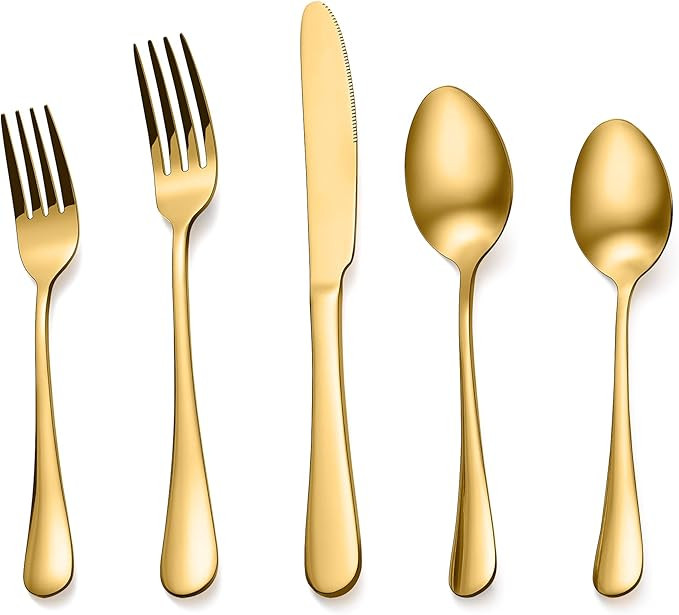 Silverware Flatware Cultery Set, Yumuaua 20-piece Stainless Steel Tableware Eating Utensil Set fo... | Amazon (US)