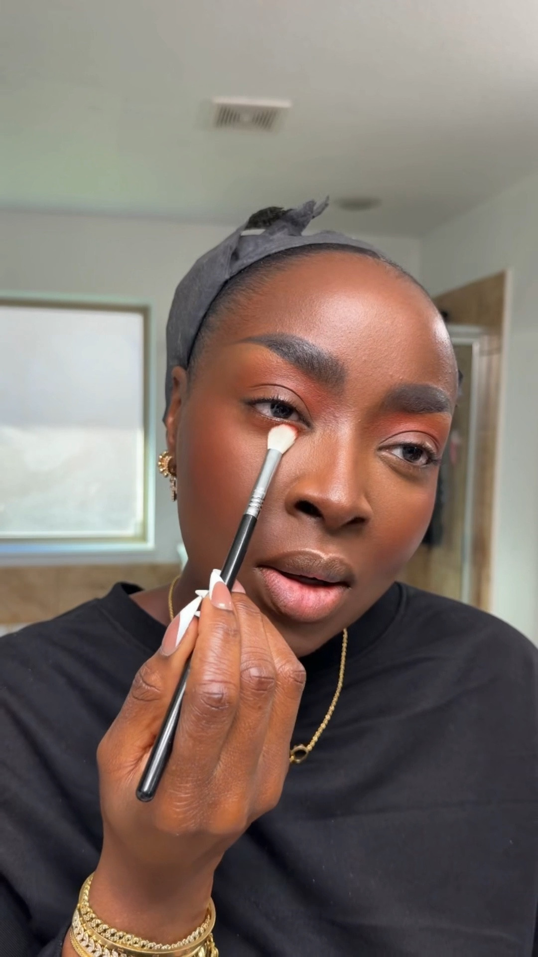 I apply the same color, that is in my crease, to my lower lash line. This is important to tie the whole makeup look together, and if you think about it, this is why I usually use an orange blush because it matches with the color in my crease.

#LTKBeauty