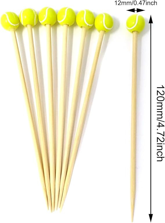 Honbay 100PCS Decorative Sports Ball Cocktail Picks Tennis Bamboo Fruit Toothpicks Wooden Cocktai... | Amazon (US)